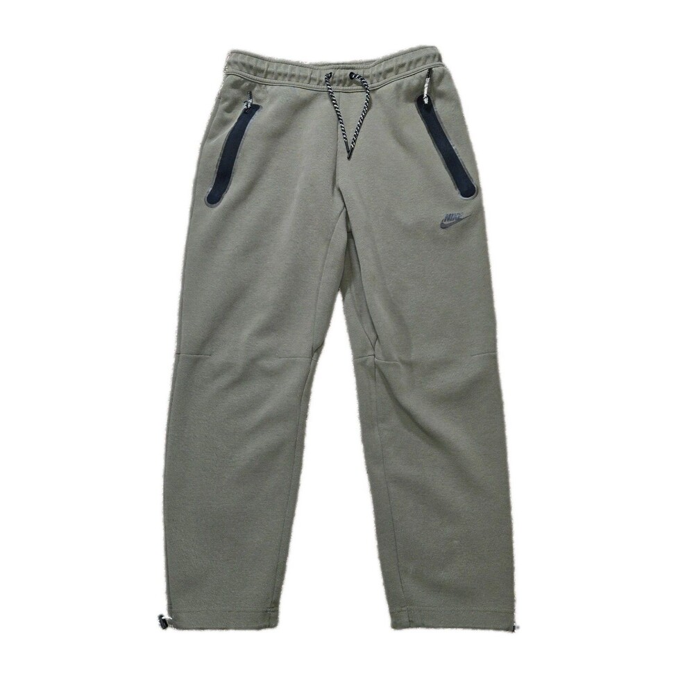 Nike Tech Fleece Joggers Mens Medium Olive Green Black Sweatpants Open Hem 30x28